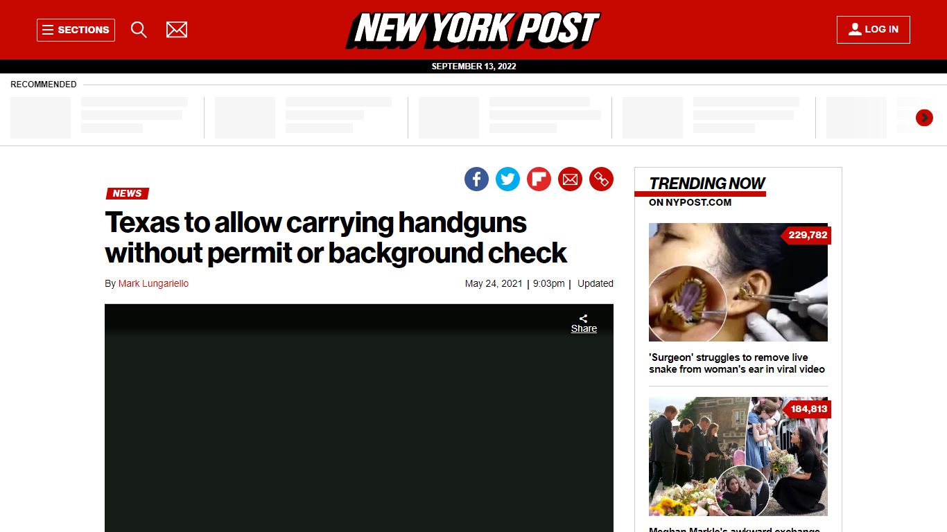 Texas to allow handguns without permit or background check